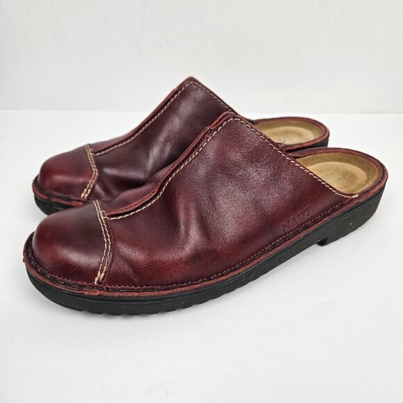 Naot Brick Red Leather Slip On Cap Toe Clog Mule EU 41/US 10 - Picture 6 of 10